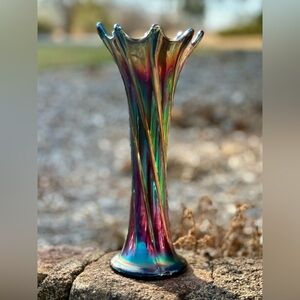 Amethyst Carnival Glass Vase